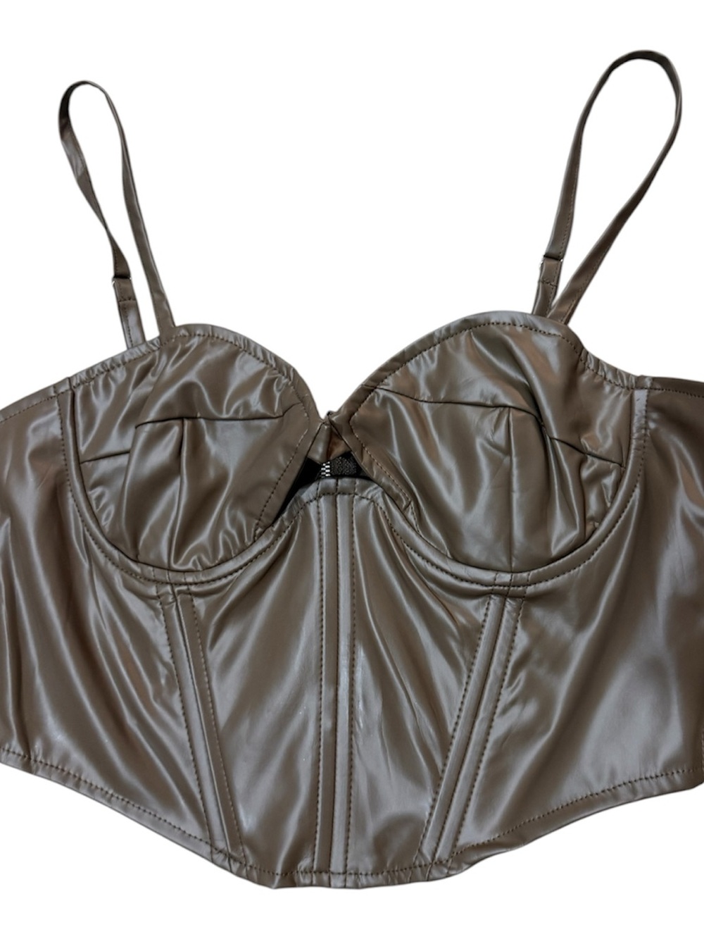 Forever 21 Faux Leather Corset Top in Brown